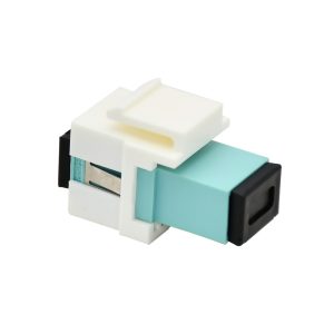 Fiber Optic Keystone Jack Adapter|Coupler SC/PC Simplex Multimode OM3 Aqua