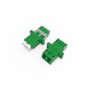 Fiber Optic Adapter|Mating Sleeve LC/APC Duplex Single Mode OS2 Flange Long Ear Green