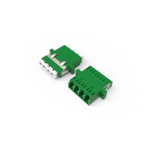 Fiber Optic Adapter|Mating Sleeve LC/APC Quad Single Mode OS2 Flange Long Ear Green