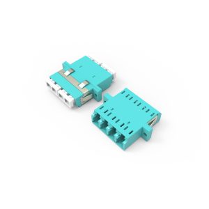 Fiber Optic Adapter|Mating Sleeve LC/PC Quad  Multimode OM3 Flange Long Ear Aqua