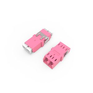 Fiber Optic Adapter|Mating Sleeve LC/PC Duplex Multimode OM4 Flange Long Ear Erika Violet