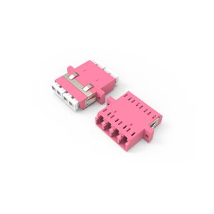 Fiber Optic Adapter|Mating Sleeve LC/PC Quad  Multimode OM4 Flange Long Ear Erika Violet