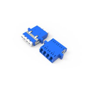 Fiber Optic Adapter|Mating Sleeve LC/UPC Quad Single Mode OS2 Flange Long Ear Blue