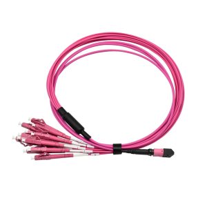 Fiber Optic Patch Cable|Fiber Optic Patchcord MPO-LC/UPC Female 12 Cores Type B Multimode OM4 Corning Low Loss 0.35dB Max 3.0mm OFNP Plenum 3m (10ft)