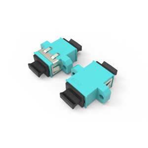 Fiber Optic Adapter|Mating Sleeve MPO/APC 8/12/24 Cores Multimode OM3 Type A/C Key Up/Key Up Flange Long Ear Aqua