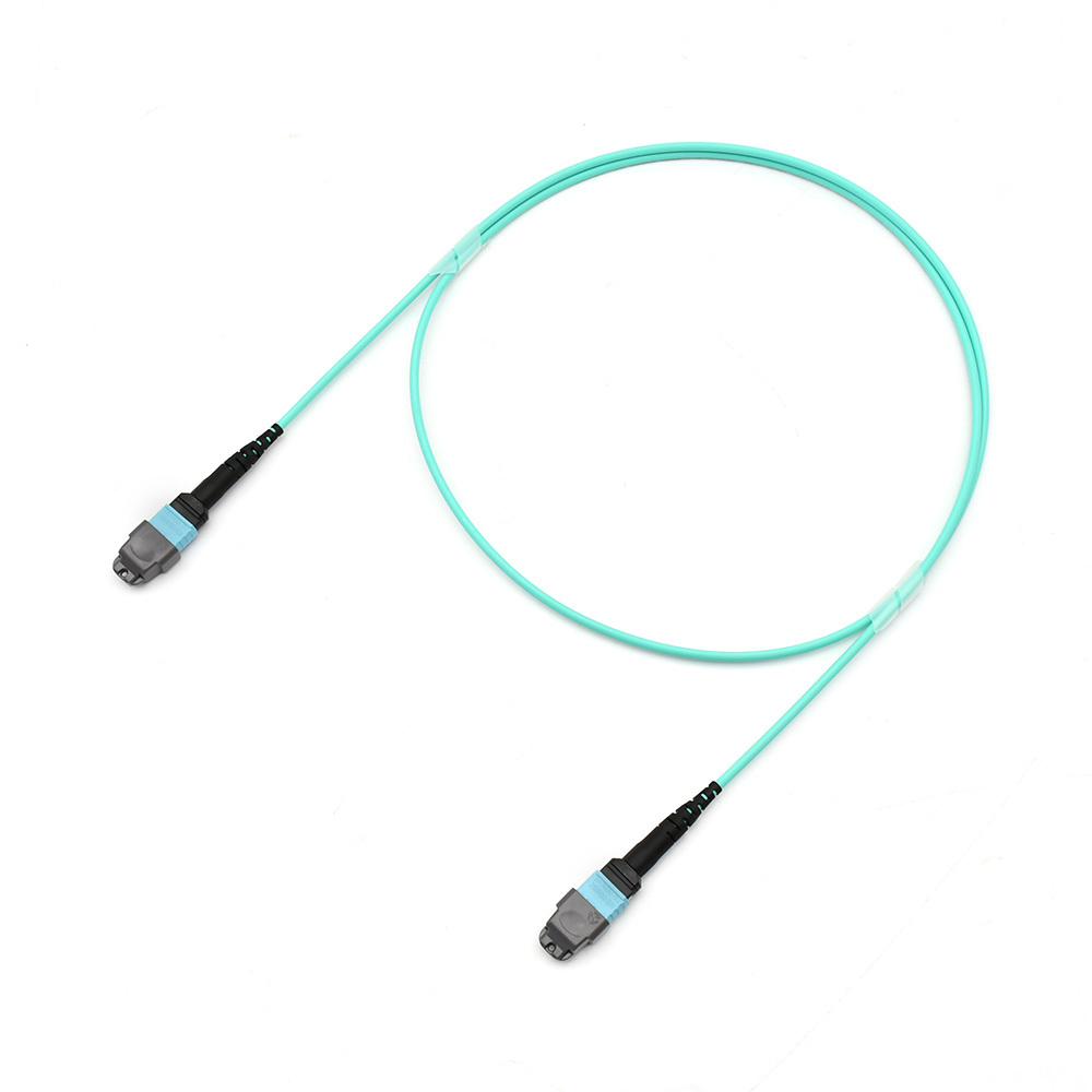 Fiber Optic Patch Cable|Fiber Optic Patchcord US Conec MTP-MTP F to F 12 Cores Type B Multimode 10G OM3 Corning Elite Low Loss 0.35dB Max 3.0mm OFNP Plenum 1m (3ft)